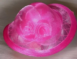 Mr. Hi's neu mit Etikett Damen rosa Kirche Derby Kleid Hut breit Stroh mit Schleife - Bild 1 von 4