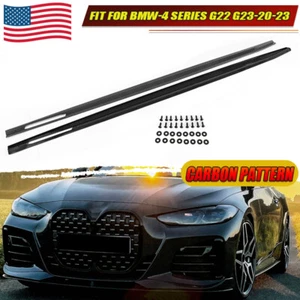 Carbon ABS Side Skirts Extension Lip Rocker Panel For BMW 4Series G22 G23 2020+ - Picture 1 of 11