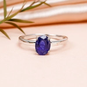 Splendido Zaffiro Blu Anello 925 Argento, Matrimonio Egagement - Foto 1 di 11