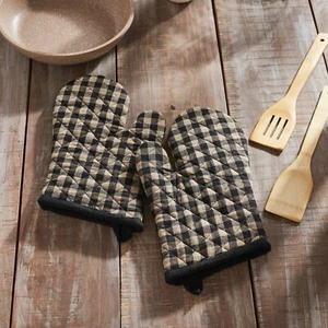 VHC Black Check Oven Mitt Set of 2 ~ Farmhouse - Picture 1 of 5