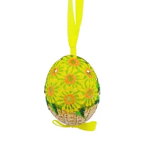 Easter Ornament: Peter Priess Easter Egg; Glittered, Die-Cut Flower Basket - Picture 1 of 9