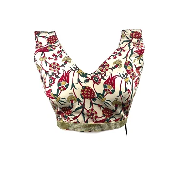 Halter Cropped Top XS Saree Lehenga Blouse Indian Wedding Beaded Festival Boho - Image 1 of 4