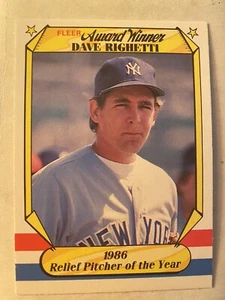 Vincitori del premio Fleer 1987 Dave Righetti New York Yankees #32 - Foto 1 di 2