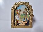 Vintage Miniature Gilded Cast Metal Doll House Photo Frame Easel Victorian Style
