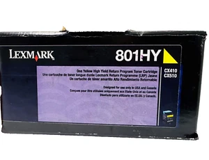 New Genuine Lexmark 801HY Yellow Toner Cartridge Box CX410 CX510 - Picture 1 of 2