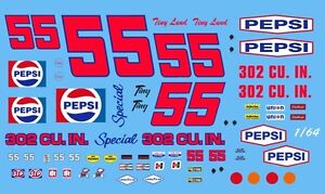 #55 Tiny Lund Pepsi Camaro 1970/711/64th HO Scale Slot Car Waterslide Decals