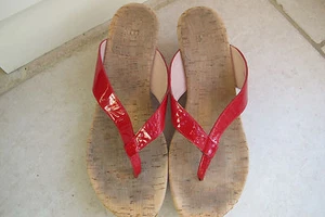 Stuart Weitzman Red Patent cork wedges. Size 9. Good condition. - Picture 1 of 6