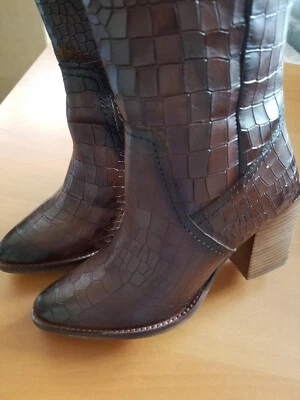 Diba True Brown Crocco Leather Winter Boots Size 6 1BY83-81060 Model 59715 Foto 1 de 4