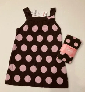 Neu mit Etikett Gymboree süßer als Schokolade 3 3T braun Tupfenpullover Kleid & Strumpfhosen - Bild 1 von 1