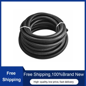 Black Fuel Hose Oil Gas Line 3/ 5/ 10/20 feet AN10 Nylon/Stainless Steel Braided - Foto 1 di 8