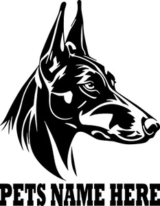 Doberman Pinscher Dog Head With Name Vinyl Decal Multiple Colors and Sizes - Picture 1 of 25