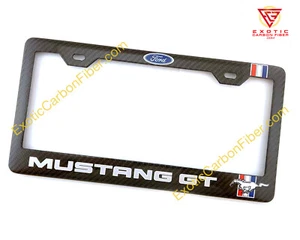 Ford Mustang Silver GT Carbon Fiber license Plate Frame 2x2 Gloss - Bild 1 von 3