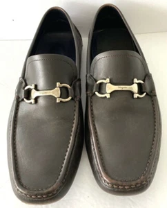 SALVATORE FERRAGAMO Brown 'Plum' Driving Loafer Shoes Size 10 D RETAIL $560 - Picture 1 of 8