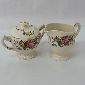 Vintage MCM Vernon Kilns Dolores Ceramic Creamer and Sugar Bowl Set - Bild 1 von 5