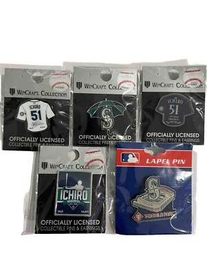 ICHIRO SUZUKI Seattle Mariners MLB - Five (5) Pin Set NEW In Hand🔥🔥🔥 - Image 1 of 2