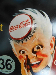 Coca Cola Coca-Cola Serve Coke Getränke Reklame Werbe Klassiker Email Tür Schild - Bild 1 von 7