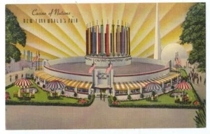 1939 NY WORLD'S FAIR - CASINO of NATIONS - Great DECO LINEN Postcard - Bild 1 von 2