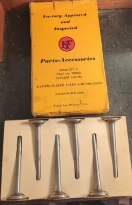 Nuevo lote de 6 válvulas de escape Kaiser-frazer 1949-1954 NOS, ¡Hecho en EE. UU.! 148 161 Foto 1 de 4