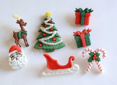 Christmas Eve / Dress It Up Holiday Craft Buttons / Santa ~ Tree ~ Sled - Image 1 of 3