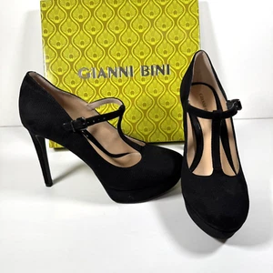Gianni Bini Lorenna Black Size 8.5 Mary Jane Stiletto Platform Suede - Picture 1 of 10
