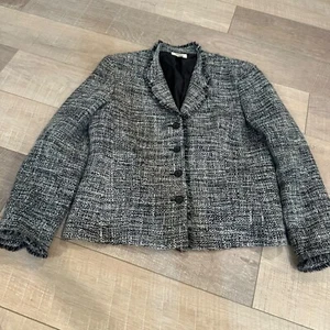 Talbots DAMEN GRAU SCHWARZ TWEED SPORT MANTEL JACKE BLAZER GRÖSSE 14 - Bild 1 von 7