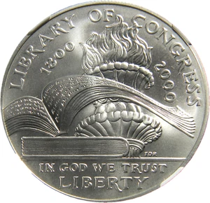 2000 P Biblioteca del Congreso Medalla de Plata Conmemorativa NGC MS 69 (19-5) - Imagen 1 de 4