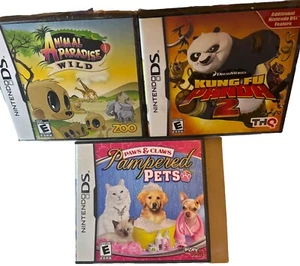 Nintendo DS Lot 3 Spiele Animal Paradise (sealed), Kung Fu Panda 2, Pampered Pets - Bild 1 von 3