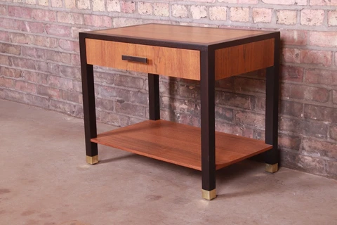 Harvey Probber Mid-Century Modern Teak and Mahogany Nightstand, Newly Refinished Cover