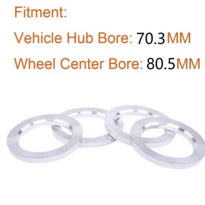 4pc 80.5 to 70.3 Aluminium Wheel Hub Centric Rings OD 80.5mm ID 70.3mm Hubrings - Picture 1 of 2