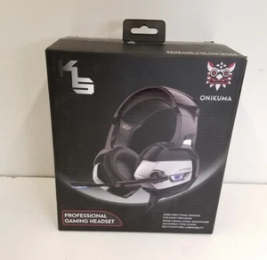 Onikuma K5 Black+Grey Noise Cancelling Light-Up Gaming Headset w/ Boom Mic - Picture 1 of 5