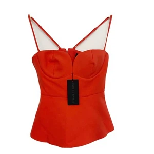 $128 Kendall And Kylie Peplum Plunge Neck Tank Top Medium - Picture 1 of 11