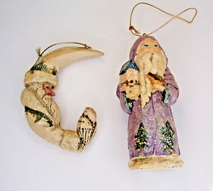 Vintage Pam Schifferl Mond Weihnachtsschmuck und Vintage Holz Weihnachtsmann - Bild 1 von 9