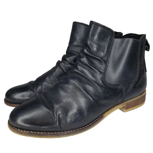 JOSEF SEIBEL Boots Sienna 59 Slouch Black Leather Zip Ankle Booties Size 40 EU 9 - Picture 1 of 15