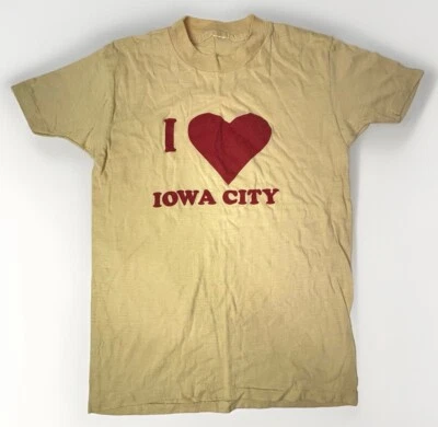 Vintage 80s I Love Iowa City Tan Single Stitch T Shirt Womens Small Heart EUC - Image 1 of 4
