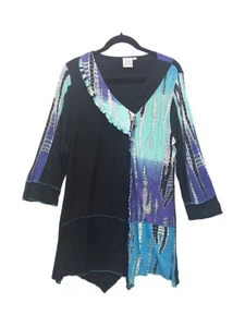 Parsley & Sage Women Abstract Tunic Top Size L Asymmetrical Artsy Colorful - Picture 1 of 6