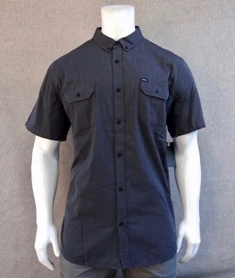 New Matix Woven Gray Charcoal Men's Button Up S/S Pocket Casual Shirt NIX-4 - Image 1 of 2