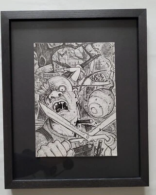 Framed Original Drawing PSYCHO David Jablow Ink on Paper 2018 HORROR ART RARE - Image 1 of 4