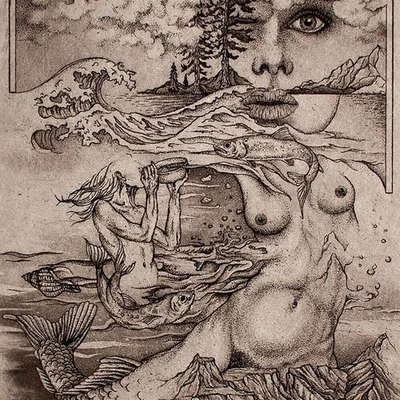 Jürgen Rohde Sommer Frauenakt Erotik Surrealismus signiert Radierung 1979 ea - Bild 1 von 3