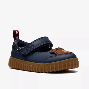 GIRLS CLARKS COVE BEAM NAVY LEATHER FIRST SHOES - Picture 1 of 6