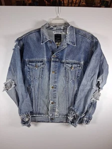 Thrashed Y2K Grunge Faded Denim Jeansjacke Sean John Label Herren Größe Large  - Bild 1 von 8