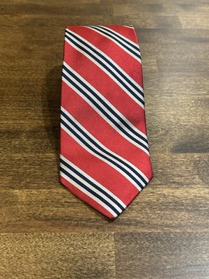 Aquascutum красный полосатый галстук шелк Лондон Англии винтажный классический галстук - Изображение 1 из 4