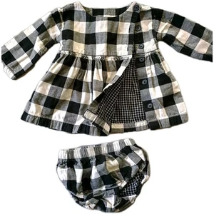 Abito Autunno Bambina Collezione Tea Manica Lunga Bottoni Taglia 6-9 Mesi Gingham - Foto 1 di 6
