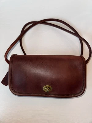 Vintage Coach 267-8215 Dinky Crossbody Reddish Brown Glove Leather NYC USA - Image 1 of 4