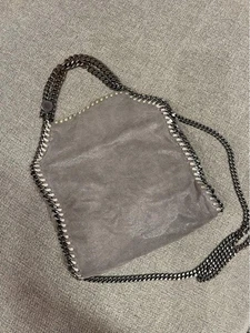 Stella McCartney Falabella Mini Tote 2WAY Shoulder Gray Faux Suede Bag Silver - Picture 1 of 15