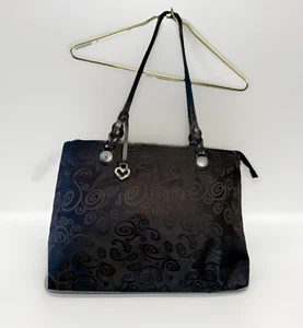 BRIGHTON Mevelyn Signature schwarz Jacquard Leder Swirl Schultertasche Beuteltasche EUC - Bild 1 von 9