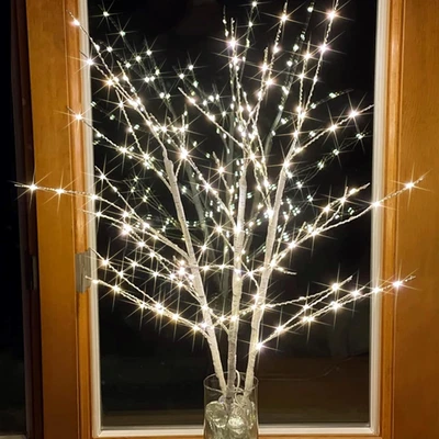 Lighted Birch White Tree Branches 33IN 180LED with Timer Plug In, Artificial Tre - Image 1 of 4