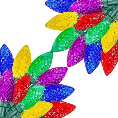 50 LED C9 Christmas String Lights Outdoor Indoor 50 ft Multi Color Faceted Bulbs - Image 1 of 4