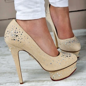 Charlotte Olympia Crystal Dolly Heels Plateau Sandalen Schuhe Pumps EU37,5 UK 4,5 - Bild 1 von 20