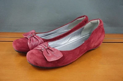 Zapatos planos de ballet ECCO para mujer talla 11 EE. UU. 42 UE rojo gamuza lazo cómodos sin cordones Foto 1 de 4
