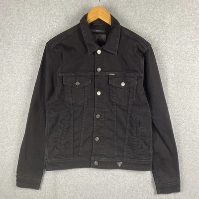 Guess Denim Jacket Mens M Black Dillon Jeans Trucker Cotton Blend Casual - Image 1 of 4